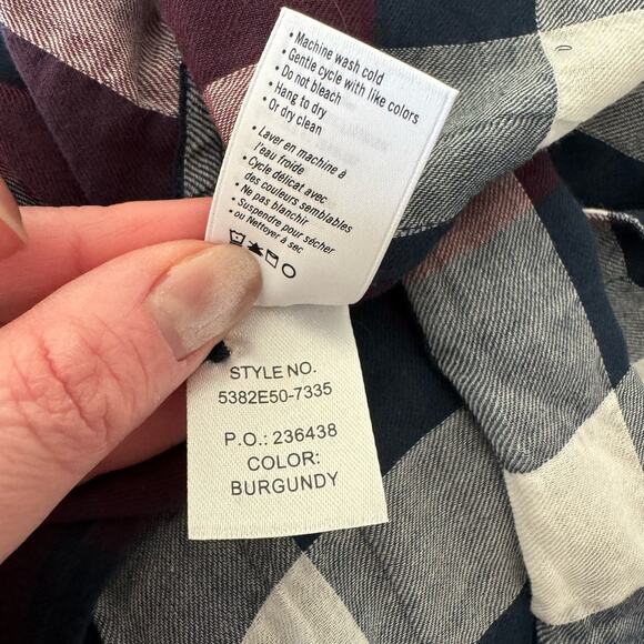 PAIGE Neve Button-Down Plaid Shirt  Burgundy Size SMALL NWT - Picture 13 of 13